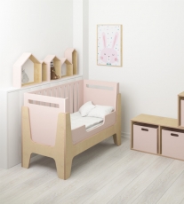 Детская кроватка IndigoWood Tower Baby 140x60cm pink / natural wood (со съемной спинкой)